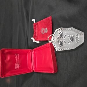 Waterford Crystal Ornament 1986 3 French Hens 12 Days of Christmas Box Pouch